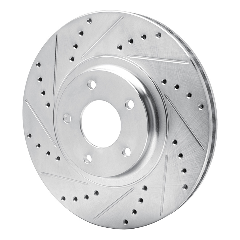 Nissan Murano Brake Rotor (1) - Front Left - R1 Concepts - Drilled & Slotted - Silver - `03-`05